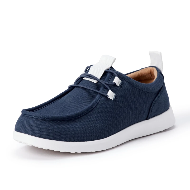 Amazon Essentials Men's Canvas Moc Toe Loafer, Navy White, 7 UK
