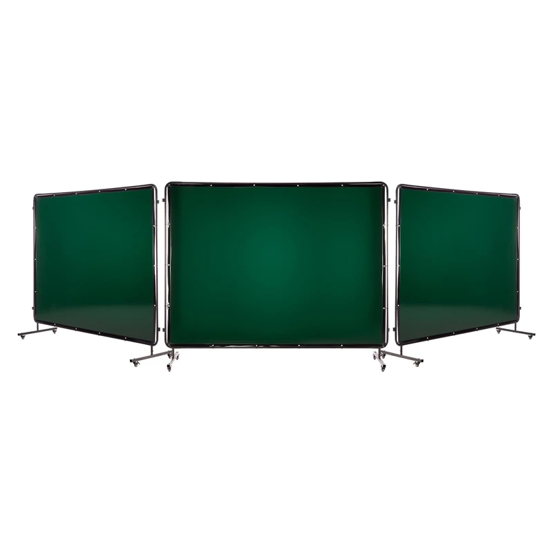 VEVOR Welding Screen with Frame, 3-Panel 6 x 8 FT Welding Curtain Screen, Flame-Resistant Vinyl Safety Protection Screens with 12 Wheels & 6-Level UV Protection for Workshop/Industrial Use, Dark Green