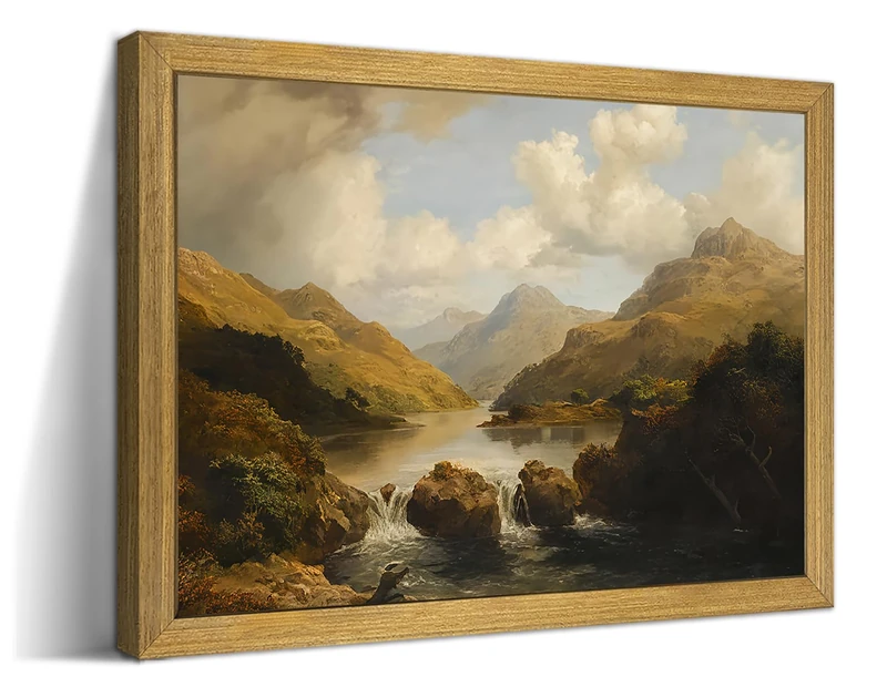 Solid Wood Framed Landscape Wall Art Vintage Landscape Nature Scenery Canvas Wall Decor 16x24 Inch