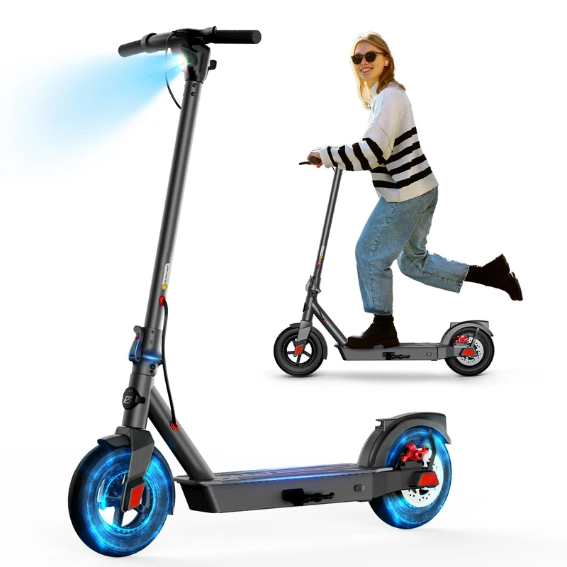 Electric Scooter Adult, 500W Peak Motor, 32km Long Range, 10” Solid Pneumatic tire,3 speed mode, Foldable Electric Scooters,36V 7.8Ah Portable Electric Scooter for Adults and Teens