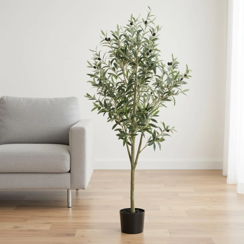 CLEVICH Artificial Olive Tree, Faux Plant with Lifelike Leaves for Modern Home Decor & Housewarming Gift, Fake Olive Tree Indoor Outdoor for Home Office Garden Decor