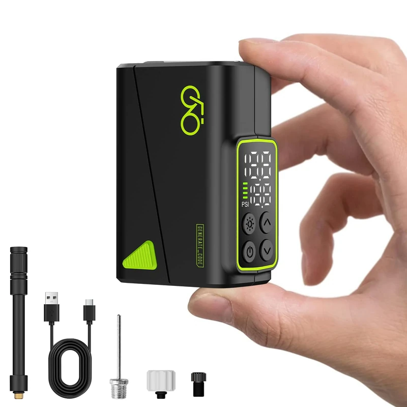 MOXYOY Mini Electric Bike Pump with Lighting, Max 150PSI Portable Bicycle Air Pump for Presta and Schrader Valve, Auto Stop,High Pressure Tire Inflator with Digital Gauge for Mountain Bike, Motorcycle