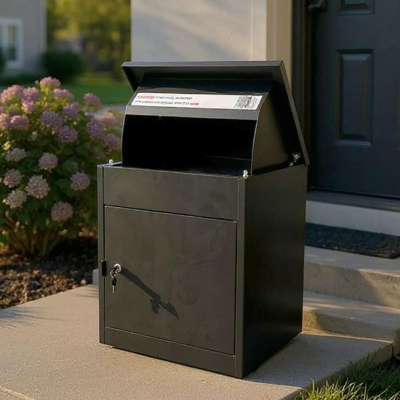 Nicoman Metal Parcel Delivery Box Outdoor, Wall Mountable, Black, Secure Storage with Keys, No Assembly Required - Image 1