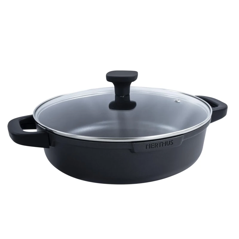 NERTHUS FIH 1558 Low Cast Aluminium Casserole with Quantanium Non-Stick Coating - Suitable for Induction, Gas and Glass Ceramic