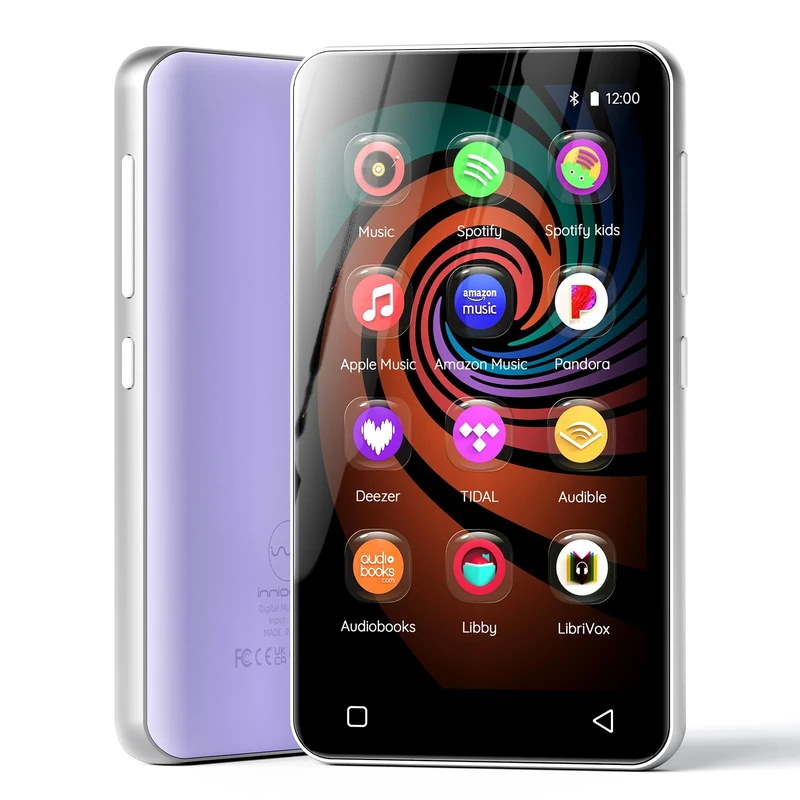 160GB MP3 Player with Bluetooth and WiFi, innioasis MP3 MP4 Player for Kids with Spotify, Amazon Music, Audible, Libby, 4.0" Touch Screen Android Music Player with Speaker, Up to 1TB Purple