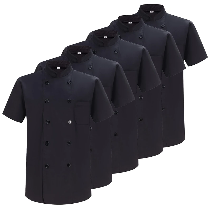MISEMIYA Men's Confezione 5 Unità-Giacche Da Chef Mz-5-8421b Jacket, Black, XL (Pack of 5)