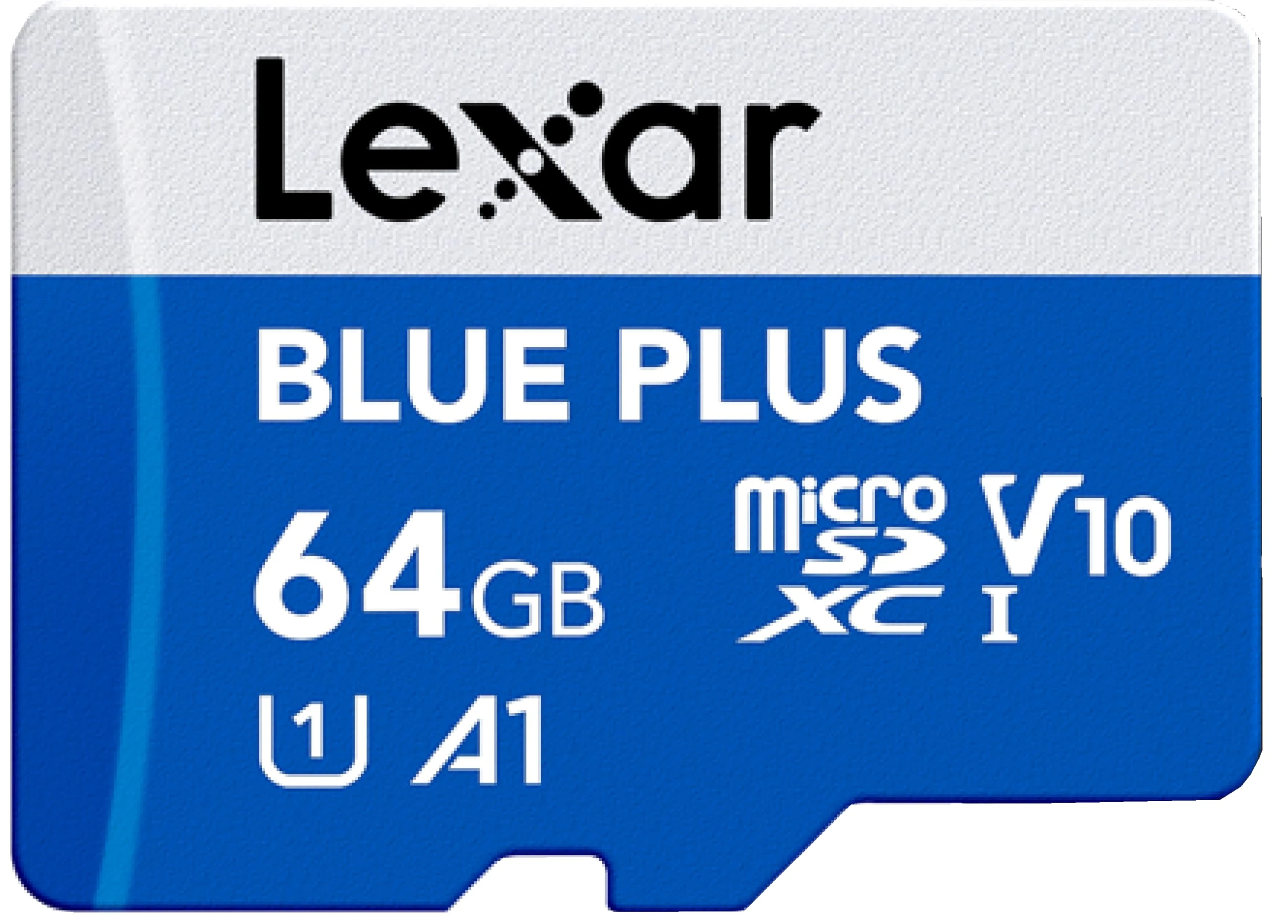 Lexar Blue Plus 64GB MicroSD Memory Card UHS-I with SD adapter, up to 100MB/s read C10 / A1 / U1 / V10 microSDHC
