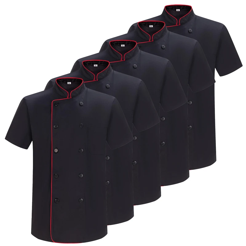 MISEMIYA Pack of 5 Units - Chef Jackets MZ-5-8421B Chef's Jacket, Black 21, XXL (Pack of 5) Men's
