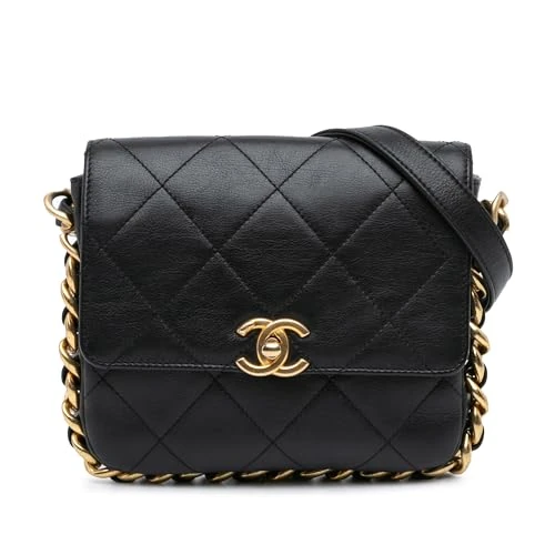 Pre-Loved Small Quilted Calfskin Framing Chain Flap Crossbody Bag