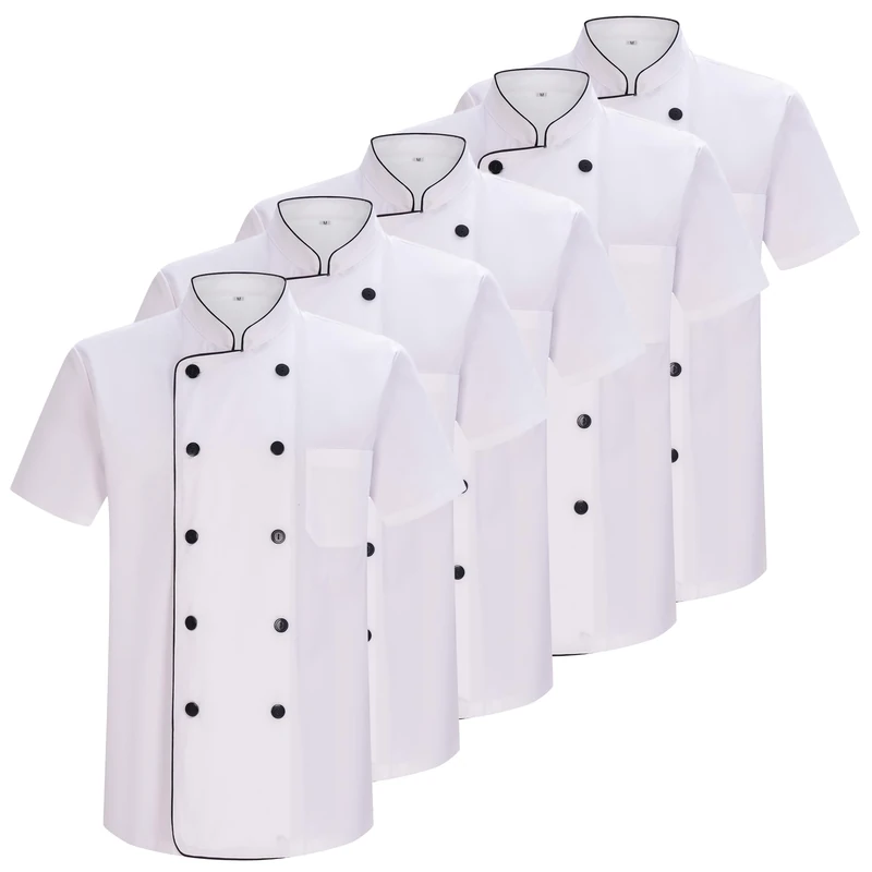 MISEMIYA Pack of 5 Units - Chef Jackets MZ-5-8421B Chef's Jacket, White 21, M (Pack of 5) Men's