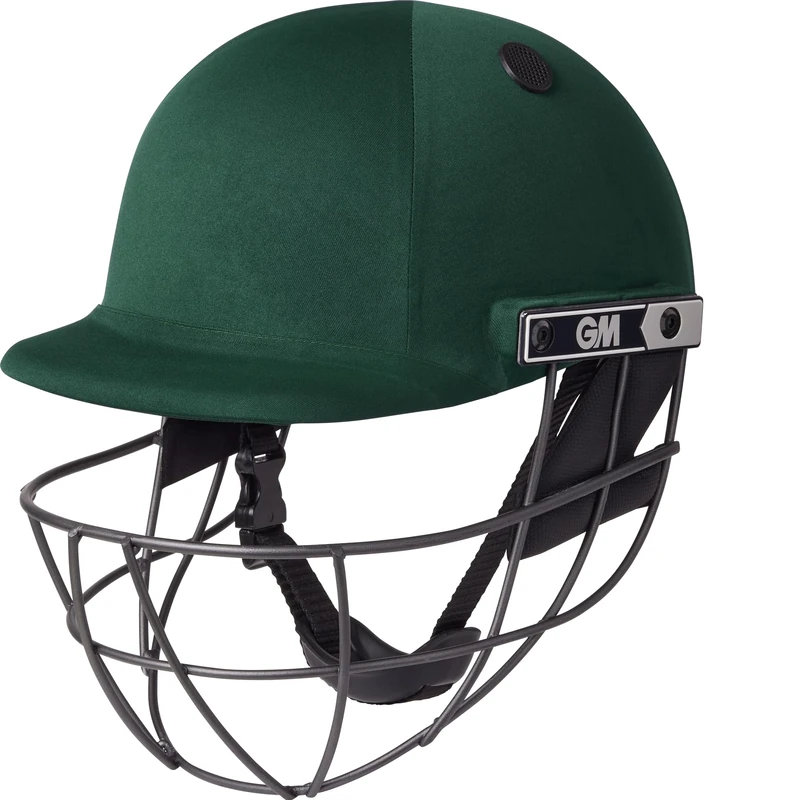 GM | Maestro Cricket Helmet | BSI Approved Batting Fielding Head Protection - Adult & Junior Size Ball | ABS Polymer Shell & Sleek Lightweight Steel Grille | Green | Large Junior 550-570 mm
