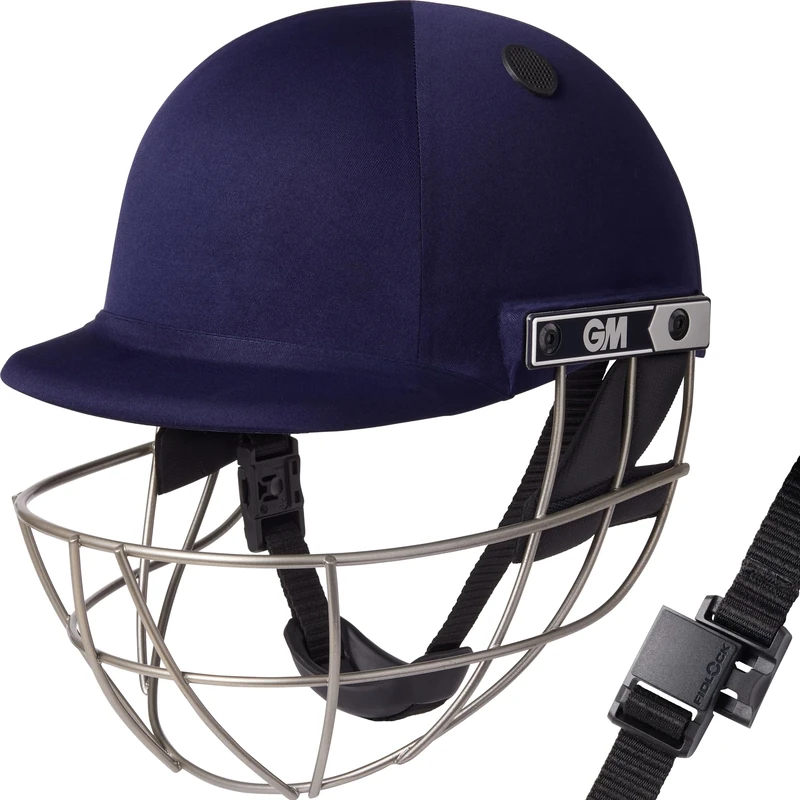 GM | Maestro Ti Cricket Helmet | BSI Approved Batting Fielding Head Protection - Adult & Junior Size Ball | ABS Polymer Shell & Super Lightweight Titanium Grille | Navy | Large Adult 610-630 mm