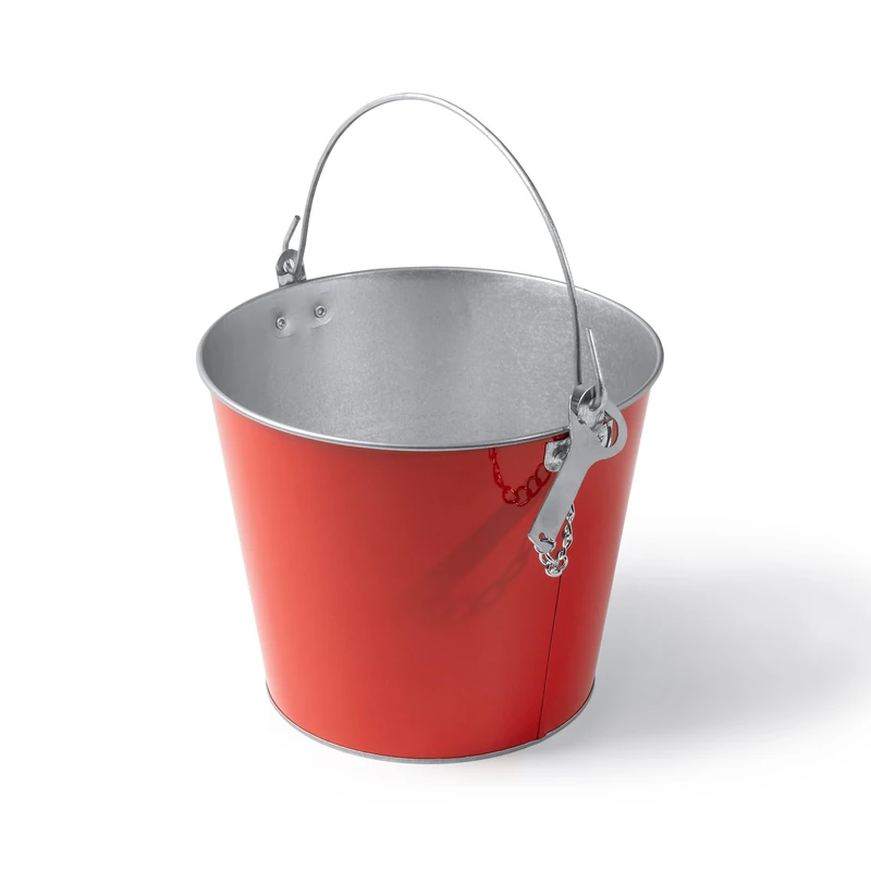 eBuyGB Large Metal Beer Bucket with Built-In Bottle Opener, 6L Ice Bucket Cooler Tub for Drinks, Party, BBQ, Garden, Bar or Picnic, Reusable Beverage Chiller - Pack of 20 (Red)