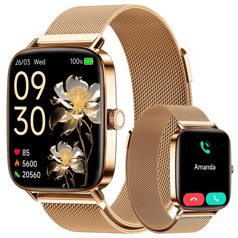 Smart Watch for Women (Answer/Make Calls), 1.85" HD Screen Fitness Watch with Bluetooth 5.3, Heart Rate/Sleep/SpO2 Monitor,110+ Sports Modes,IP68 Waterproof Smartwatch,Activity Tracker for Android iOS