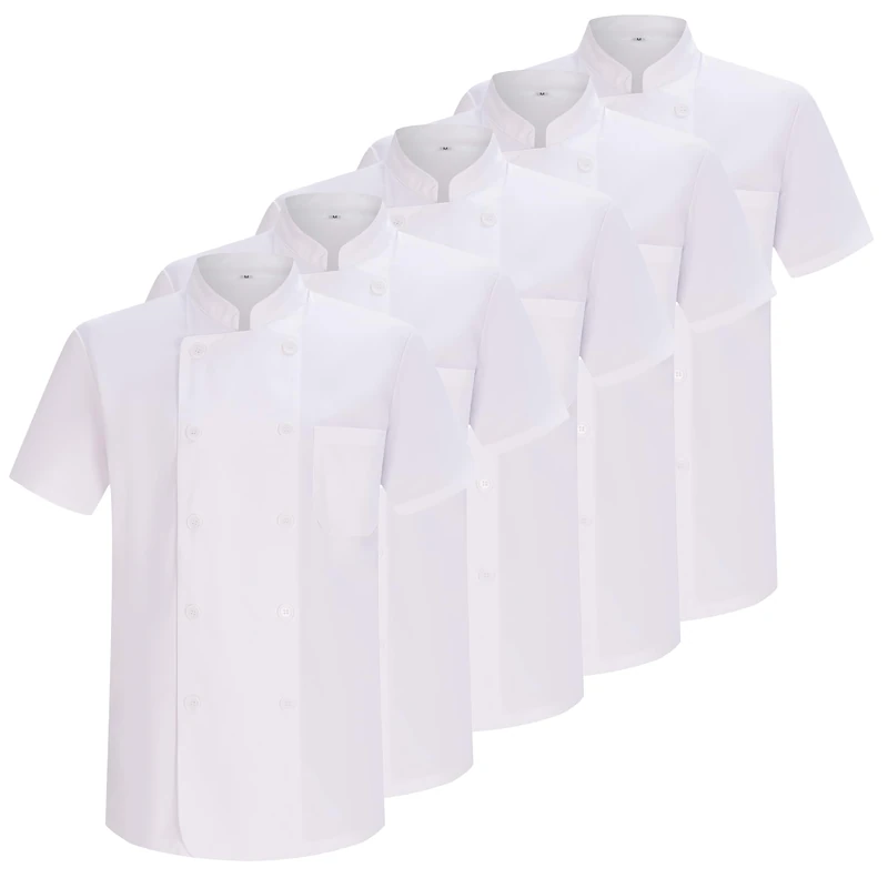 MISEMIYA Men's Confezione 5 Unità-Giacche Da Chef Mz-5-8421b Jacket, White, M (Pack of 5)