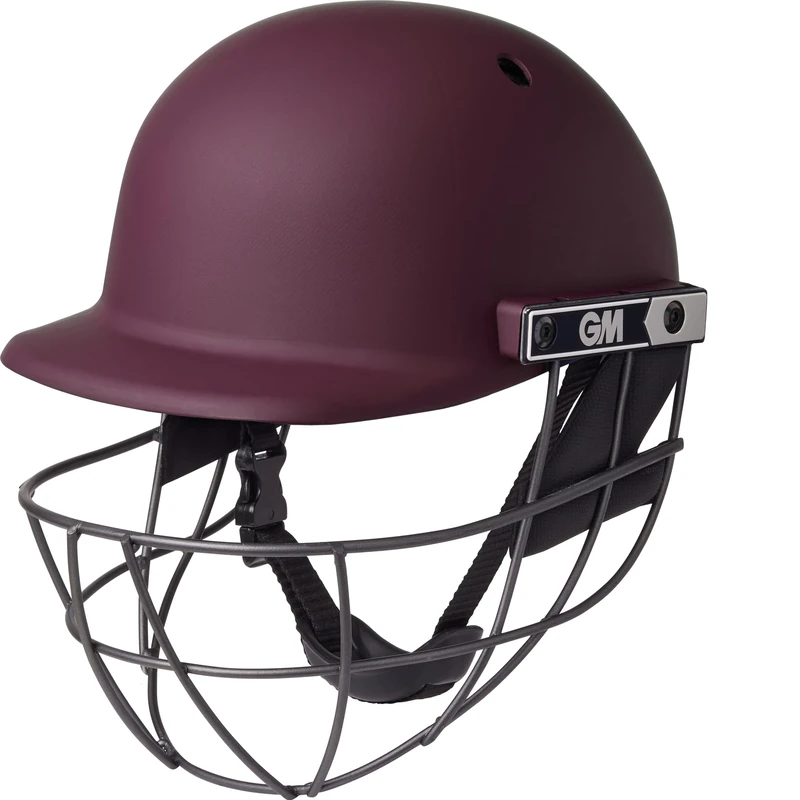 GM | Maestro Edge Cricket Helmet | BSI Approved Batting Fielding Head Protection - Junior Size Ball Only | ABS Polymer Shell & Sleek Lightweight Steel Grille | Maroon | Junior 530-550 mm