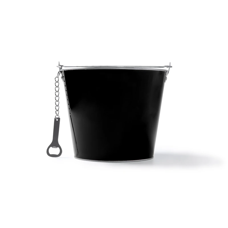 eBuyGB Large Metal Beer Bucket with Built-In Bottle Opener, 6L Ice Bucket Cooler Tub for Drinks, Party, BBQ, Garden, Bar or Picnic, Reusable Beverage Chiller - Pack of 10 (Black)