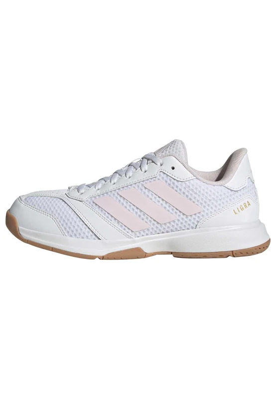 adidas Women's Ligra 8 Womens Indoor Shoes, FTWR White/Distilled Pink/Gold met., 7 UK