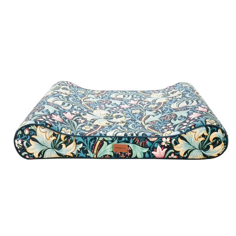 Rosewood x Morris & Co. Golden Lily Reclining Mattress – Luxury Memory Foam Dog Bed with Iconic William Morris Print, Washable Cover, Scratch-Resistant Fabric – Premium Comfort for Small Dogs