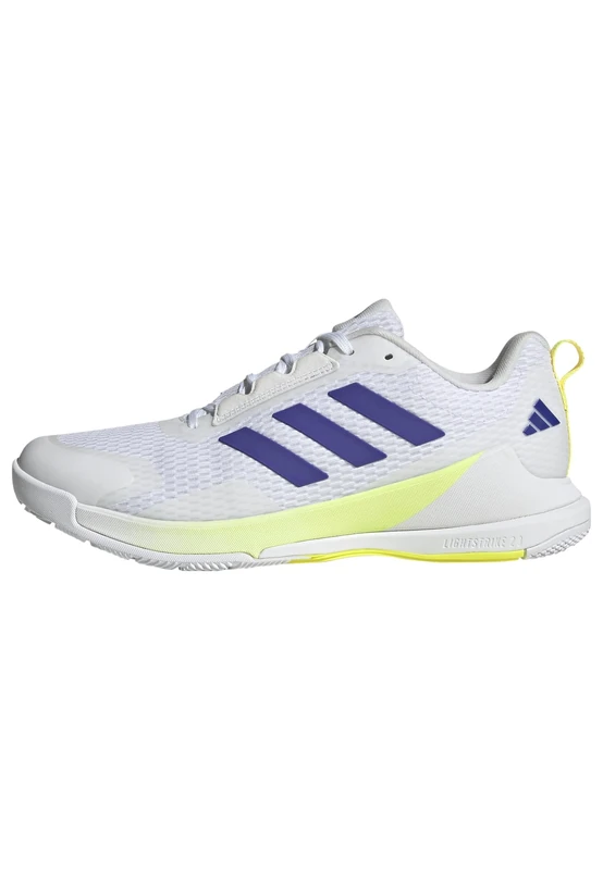 adidas Men's Novaflight 2 Indoor Shoes, FTWR White/Pure Purple/hi-res Yellow, 11.5 UK