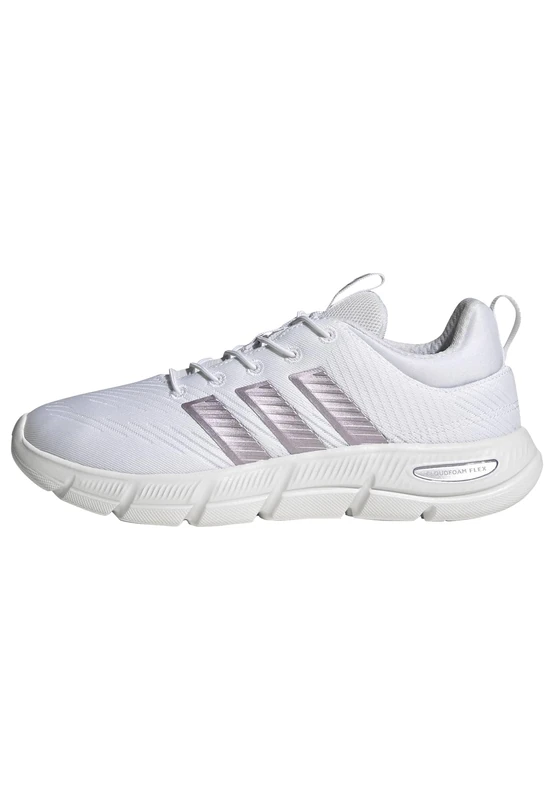 adidas Women's Cloudfoam Flex Elastic Laces Shoes, FTWR White/matt Purple met./core White, 8.5 UK