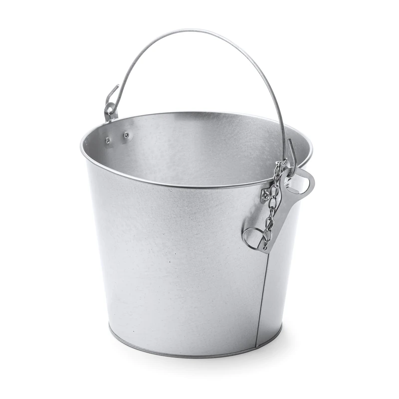 eBuyGB Large Metal Beer Bucket with Built-In Bottle Opener, 6L Ice Bucket Cooler Tub for Drinks, Party, BBQ, Garden, Bar or Picnic, Reusable Beverage Chiller - Pack of 20 (Silver)