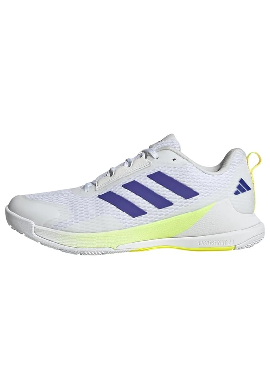 adidas Men's Novaflight 2 Indoor Shoes, FTWR White/Pure Purple/hi-res Yellow, 14 UK