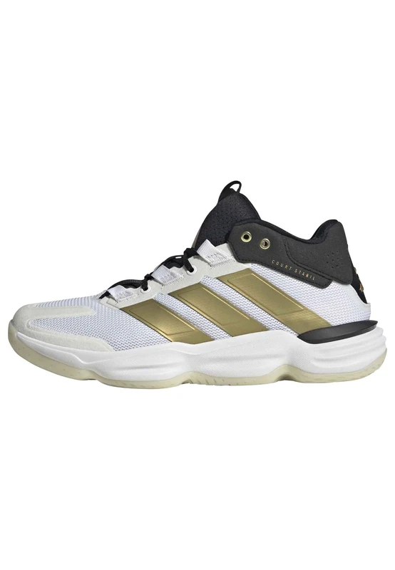 adidas Men's Courtstabil Indoor Performance Shoes, FTWR White/Gold met./core Black, 13 UK