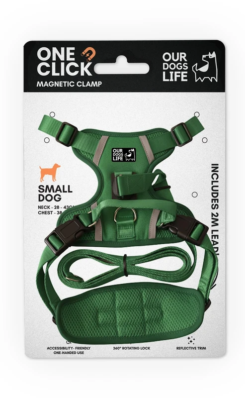 Magnetic Dog Harness & 2M Lead Set | One-Hand Easy Lock Harness for All Dogs | Reflective, Breathable, No-Pull Design with 360° Swivel Buckle | SGS Tested Strong & Safe