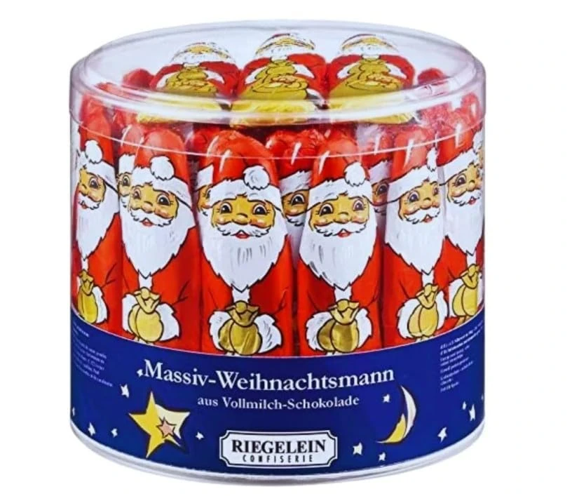 Solid Santa Claus Chocolate Multipack - Christmas Chocolate Drum of 65 Milk Chocolate Santa Figures 812g - Christmas Eve Box, Stocking Fillers- Bulk Chocolates Gift