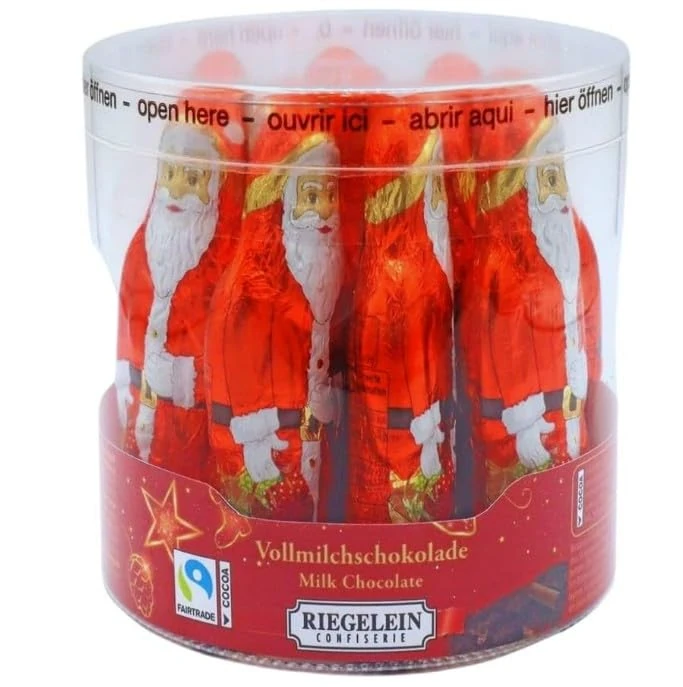 Christmas Chocolate Drum of 11 x 25g -Milk Chocolate Santa Figures 275g -Solid Santa Claus Chocolate Multipack -Great for Christmas Eve Box- Stocking Fillers