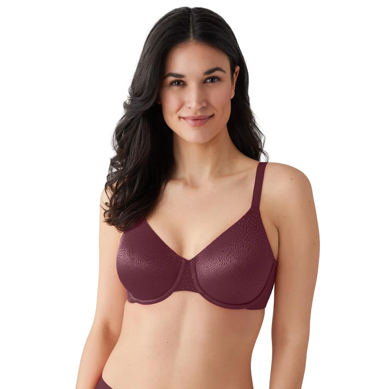 Wacoal Women's Back Appeal Unlined Full Coverage Underwire Bra, 855303, Burgandy, 34D