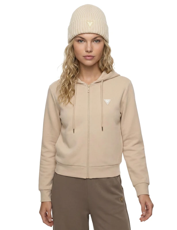 GUESS Full-Zip Sweatshirt Women Olympe Full Zip Hoodie Regular Fit Brown