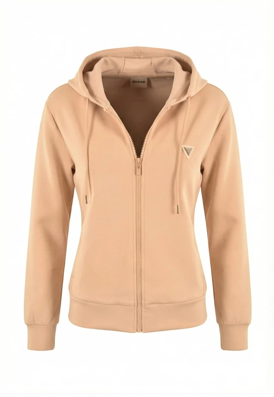 GuessWomen'sOLYMPE FULL ZIP HOODIE SWEATSHSWEATSHIRTFAWN TAUPEsize XL length N - Image 1
