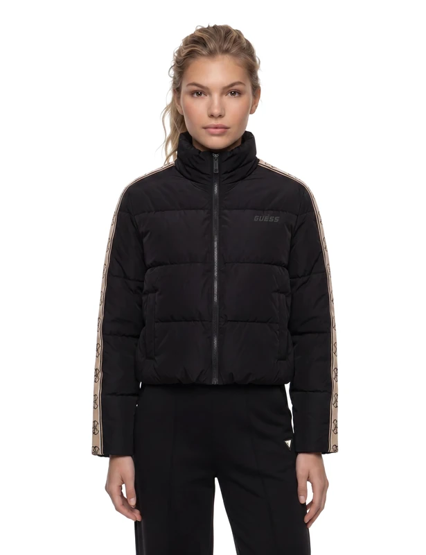 Guess Jacket Women Jean Puffer Jacket Regular Fit Black