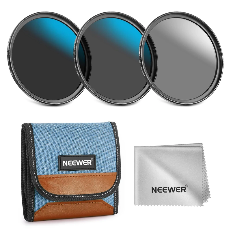 NEEWER 82 mm ND Filter Set, ND8/32/64 (3/5/6 Stop) Multi-Coated Grey Filter for Camera Lenses Photography Accessories with Filter Bag and Cleaning Cloth, Pack of 3