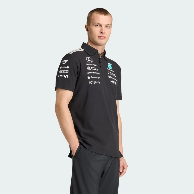 adidas Men's Mercedes - Amg Petronas Formula 1 Team Engineers Polo Shirt, Black, XXL