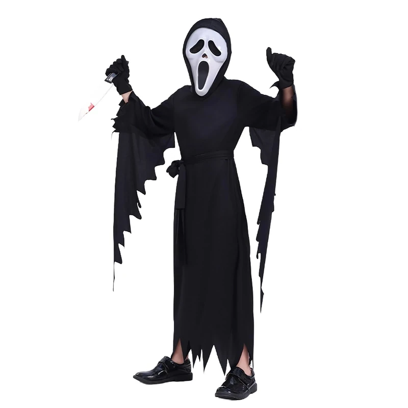 Halloween costumes Boys Scream Ghostface Costume + Knife Kids Halloween Horror Fancy Dress Character Outfit