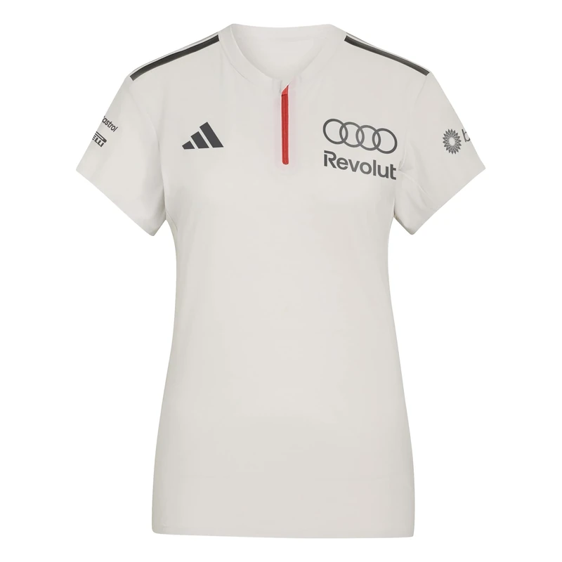adidas Women's Audi Revolut Formula One Team 2026 Engineers & Marketing Short Sleeve Polo Shirt, Chalk Pearl/Iron met., M - Image 1