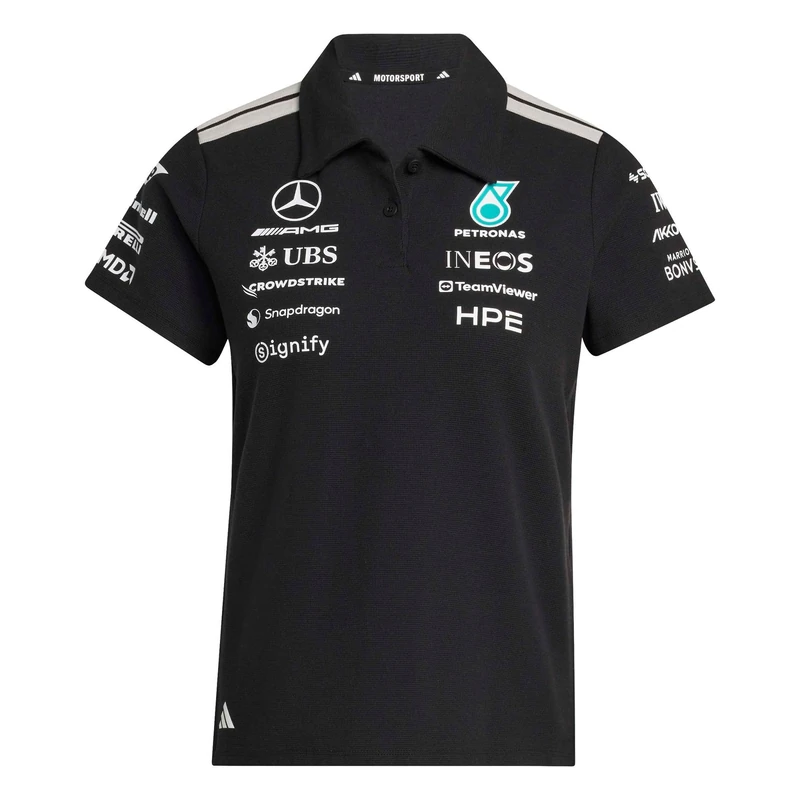adidas Women's Mercedes - Amg Petronas Formula 1 Team Engineers Polo Regular Shirt, Black/White, L