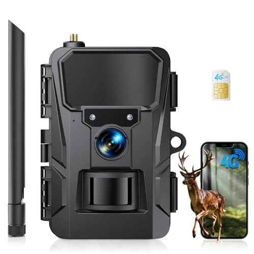 WOLFANG 4G LTE Cellular Wildlife Camera, Connect Nationwide 4G LTE, 2K 48MP Cellular Trail Camera with APP Control, Super Night Vision, 2'TFT Display, 0.2s Trigger, Motion Activated, Waterproof
