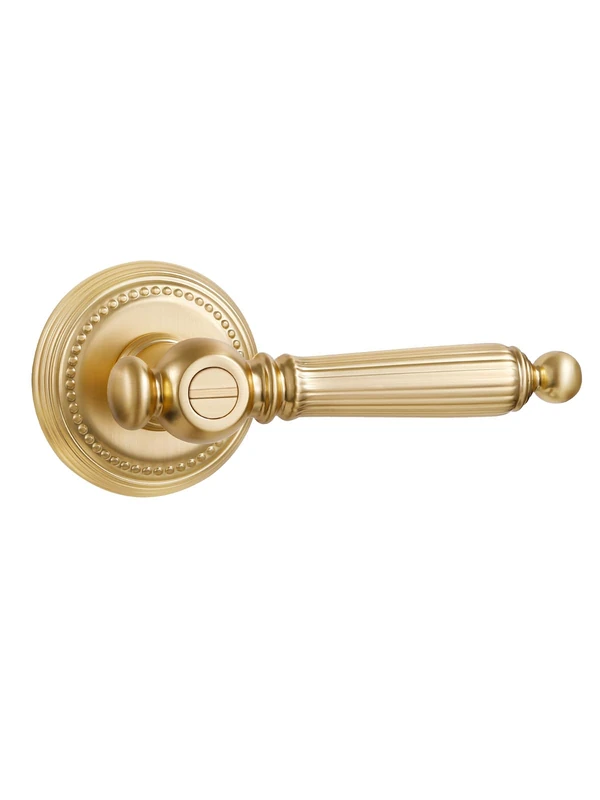 SORWDUERM 2 Pack Gold Door Lever Privacy Brushed Brass Door Handle Door Lever Bedroom and Bathroom Zinc Alloy
