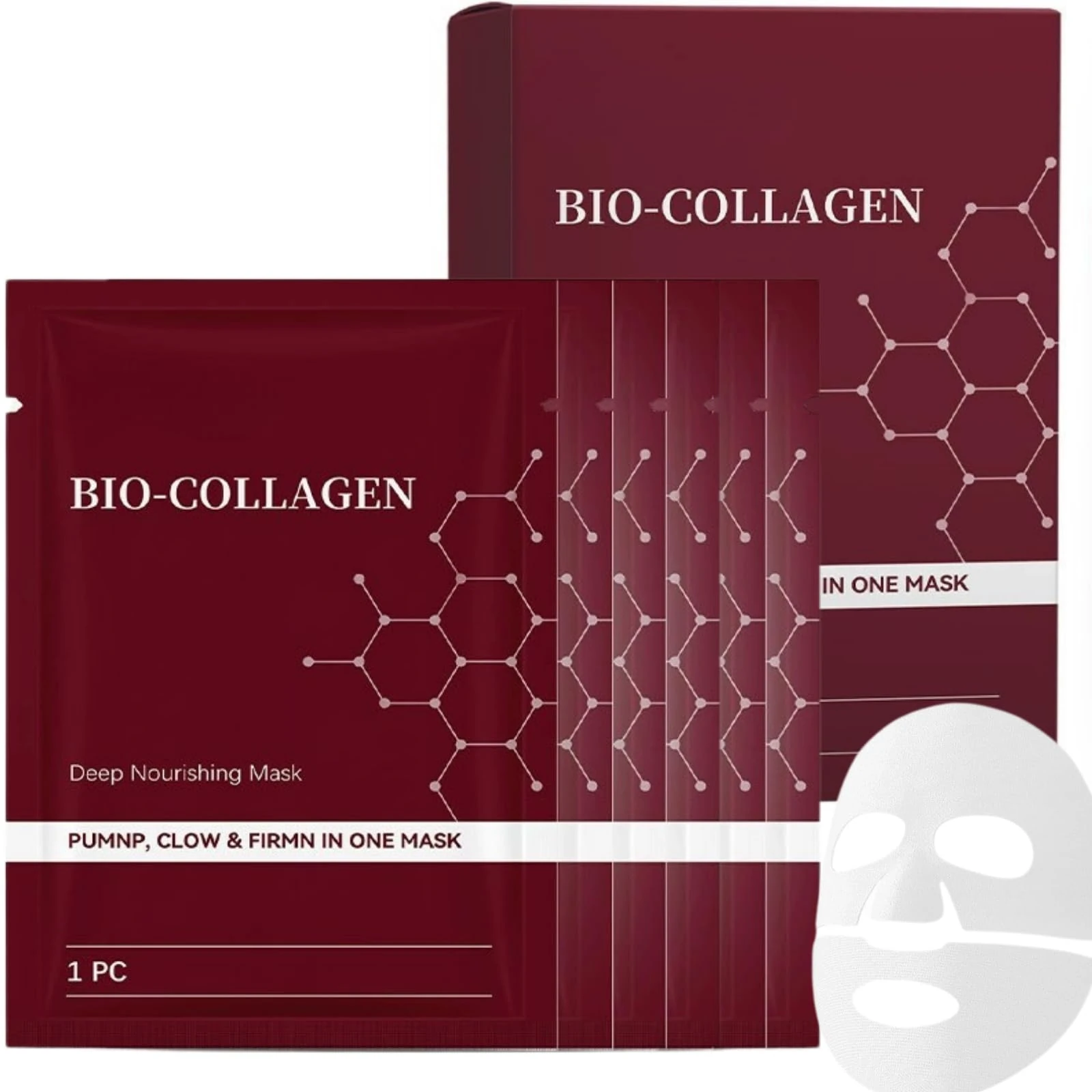 Bio Collagen Face Mask Overnight - Hydration Sheet Overnight Beauty - Bio-Collagen Real Deep Mask - 6Pcs Hydrogel Facial Masks - Deep Nourishing Glow Soothing Moisturising Korean Skincare