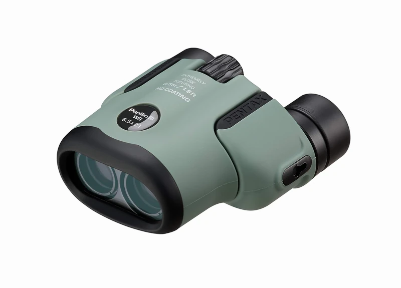 Pentax Papilio III Binoculars, 6.5 x 21 Weather Resistant, Olive, Focus 50 cm, Splash Resistant, Museum, Outdoor, Nature, Live Sports, HD Processing