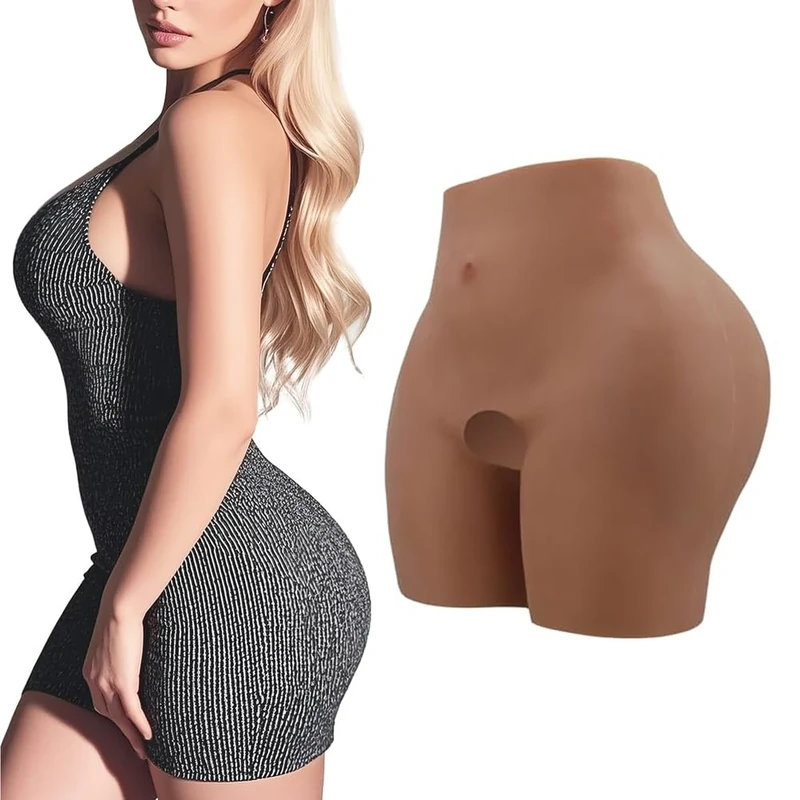 ZWSM Silicone Panty Fake Butt Realistic Hip Enhancer Underwear for Crossdresser Drag Queen Transgender Cosplay,Color 3,One Size