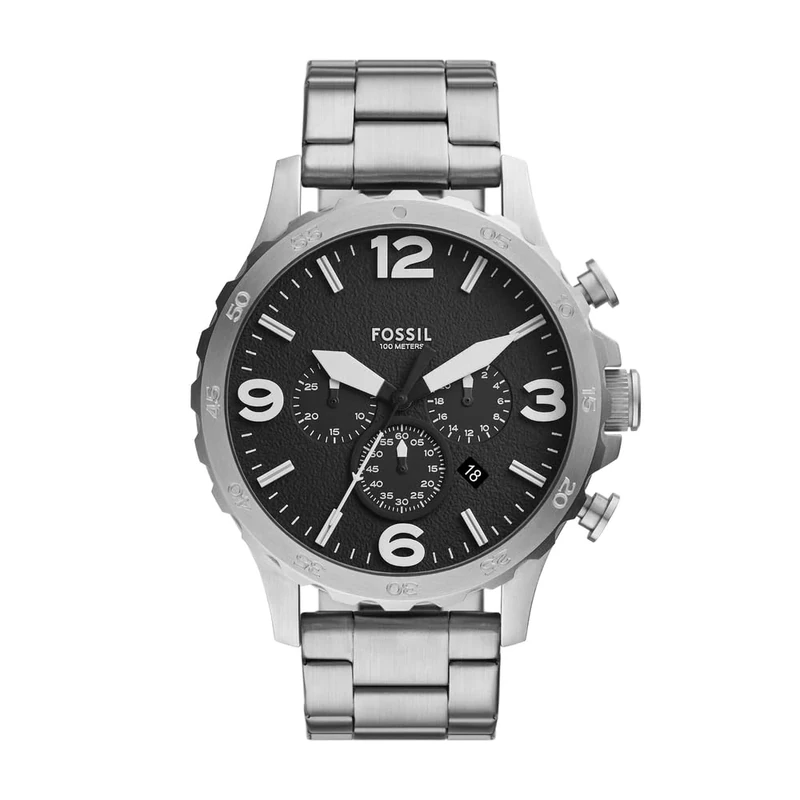 Fossil Nate Men's 50MM Silver Stainless Steel Watch, JR1532