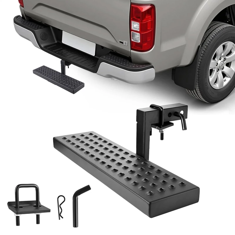 VEVOR Hitch Step for 2 Inch Receiver, Universal Rear Bumper Guard Protector with 350 LBS Load Capacity, Wide & Non-Slip Tow Hitch Step with Pin Kit and Stabilizer, Fit for Pickup, Trailer, Truck, SUV