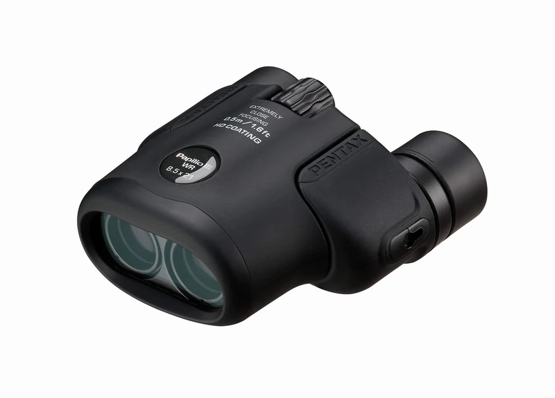 Pentax Papilio III Binoculars, 8.5 x 21 Weather Resistant, Black, Focus 50 cm, Splash Resistant, Museum, Outdoor, Nature, Live Sports, HD Processing - Image 1