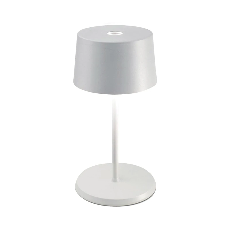 Zafferano, Olivia Mini Lamp, Portable and Rechargeable Table Lamp with Touch Controls, Suitable for Interior and Outdoor, Dimmer, 2200-3000 K, Height 22 cm, White Colour