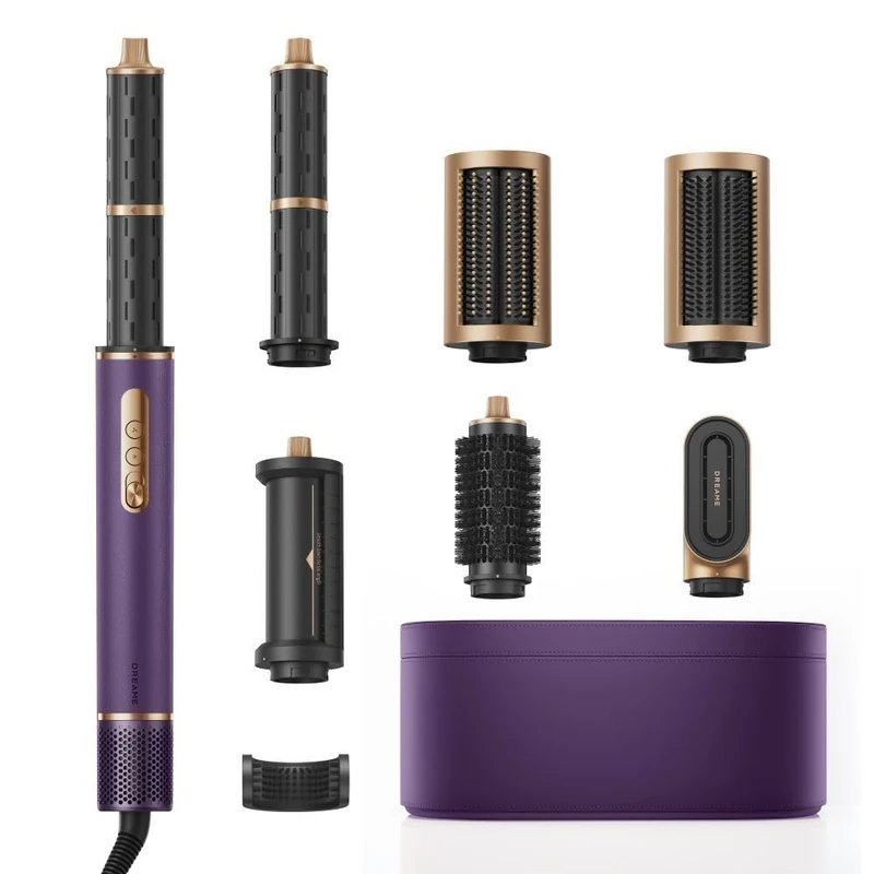 DREAME AirStyle Pro, 7-in-1 Hair Styler, Quick Dry, 2 Cylinders Shaper, Volume to Hair, Reduce Frizz, Skin Case, Airflow Hairstyle, Magnetic Design, Purple